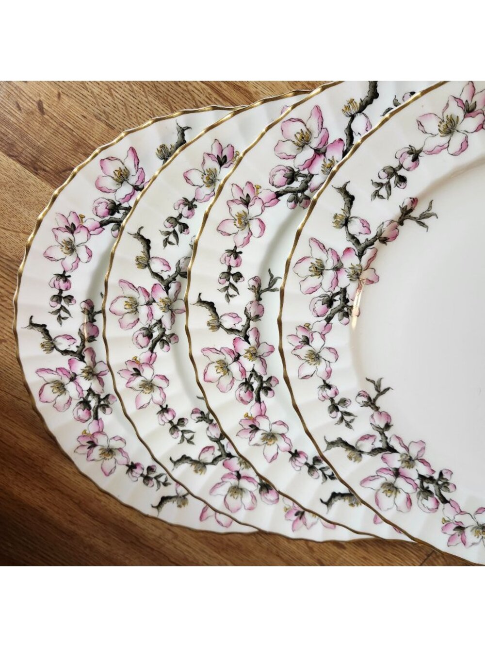 Royal Worcester Pomerina 10.5" Dinner Plates Gold Pink Black Floral China